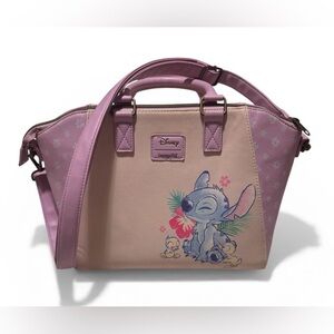 Loungefly Pink and Lavender Stitch Crossbody Satchel